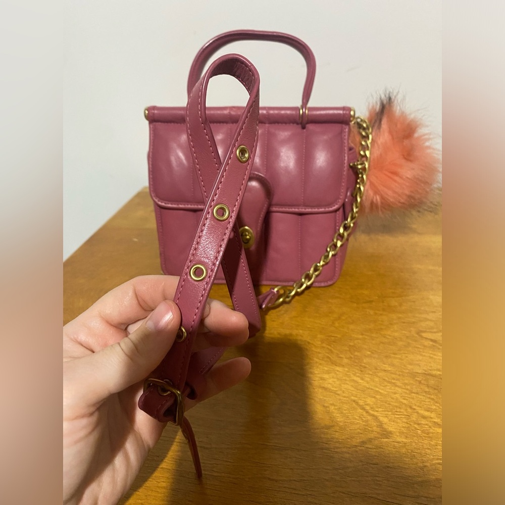 Elegant Pink Quilted Coach Mini Handbag - Picture 5 of 9